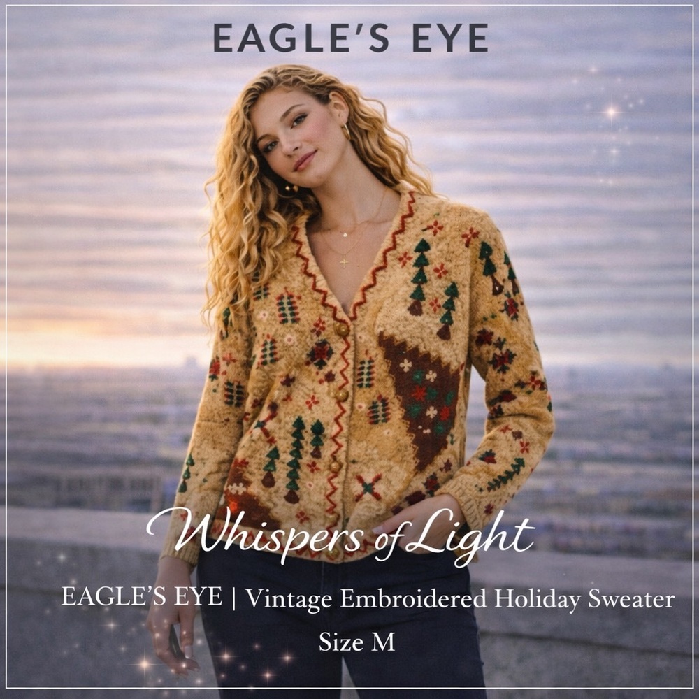 Eagle’s Eye Vintage Embroidered Holiday Sweater – Size M